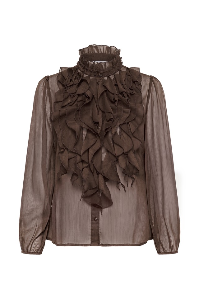 Saint Tropez Rüschenbluse »LiljaSZ Crinkle LS Shirt« Kunstfaser, Regular fit