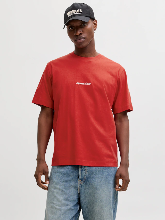 Jack & Jones Rundhalsshirt »JORNORREBRO EMB TEE SS CREW NECK NOOS« Baumwolle, locker geschnitten
