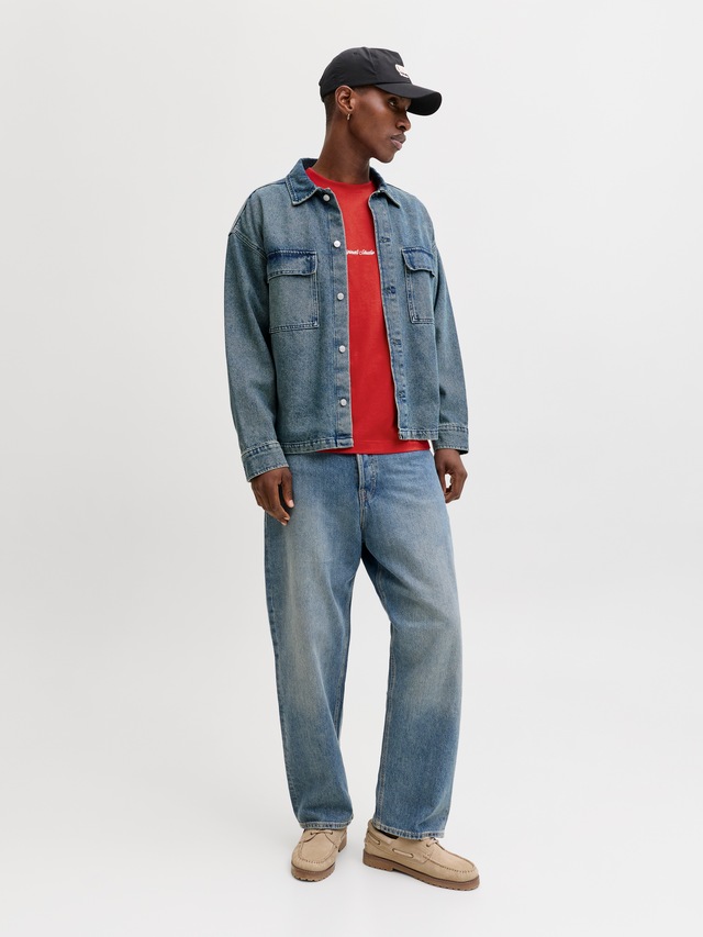 Jack & Jones Rundhalsshirt »JORNORREBRO EMB TEE SS CREW NECK NOOS« Baumwolle, locker geschnitten