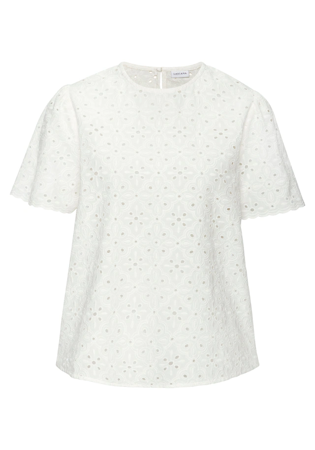 LASCANA Kurzarmbluse mit Lochstickerei, Damenbluse, casual-elegant