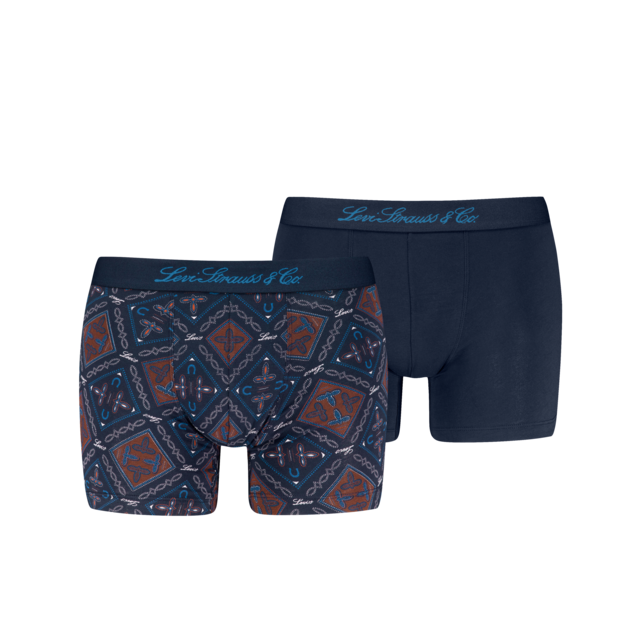 Levi's® Boxershorts »LEVIS MEN WESTERN AOP BOXER BRIEF 2P« ohne Eingriff, mit elastischem Logobund