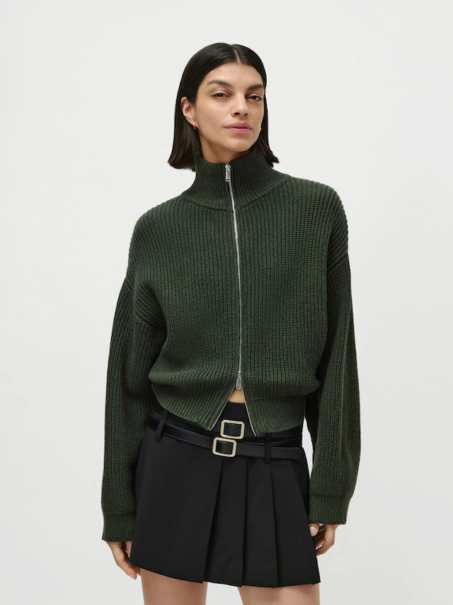 LeGer Strickjacke »Cindy, LeGer by Lena Gercke« Regular fit, mit Stehkragen, 2-Wege-Reißverschluss