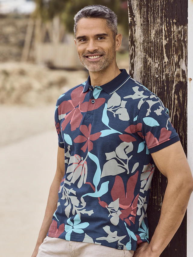 LERROS Poloshirt »Poloshirt, sommerlich-floral gemustert«
