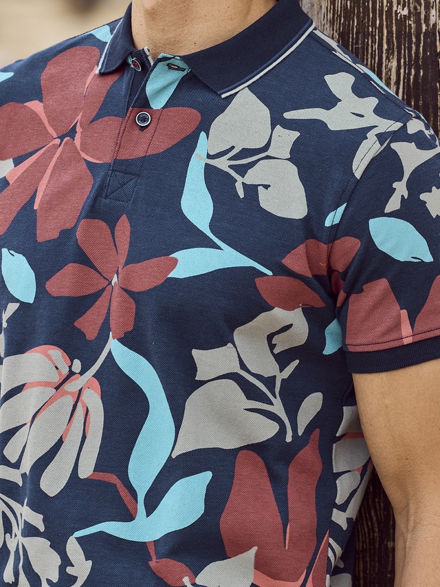 LERROS Poloshirt »Poloshirt, sommerlich-floral gemustert«