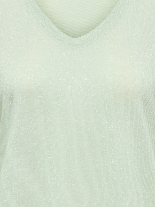 ONLY Kurzarmshirt »ONLSILVERY S/S V NECK LUREX TOP JRS NOOS« Materialmix mit Glitzer, loose fit, Rundhals