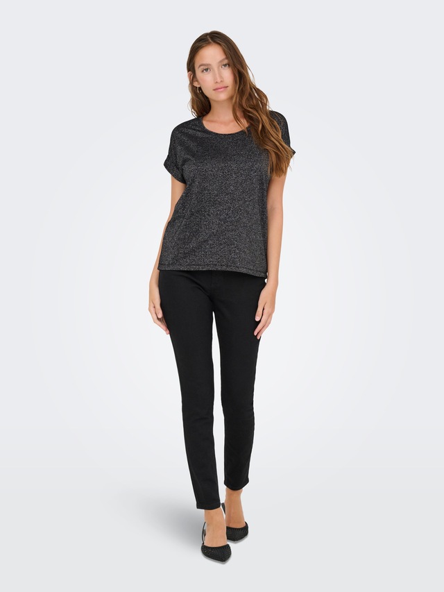 ONLY Kurzarmshirt »ONLMOSTER GLITTER S/S TOP NOOS JRS« mit Glitzerdetail
