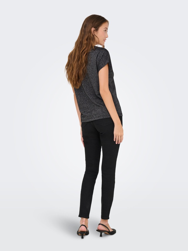 ONLY Kurzarmshirt »ONLMOSTER GLITTER S/S TOP NOOS JRS« mit Glitzerdetail