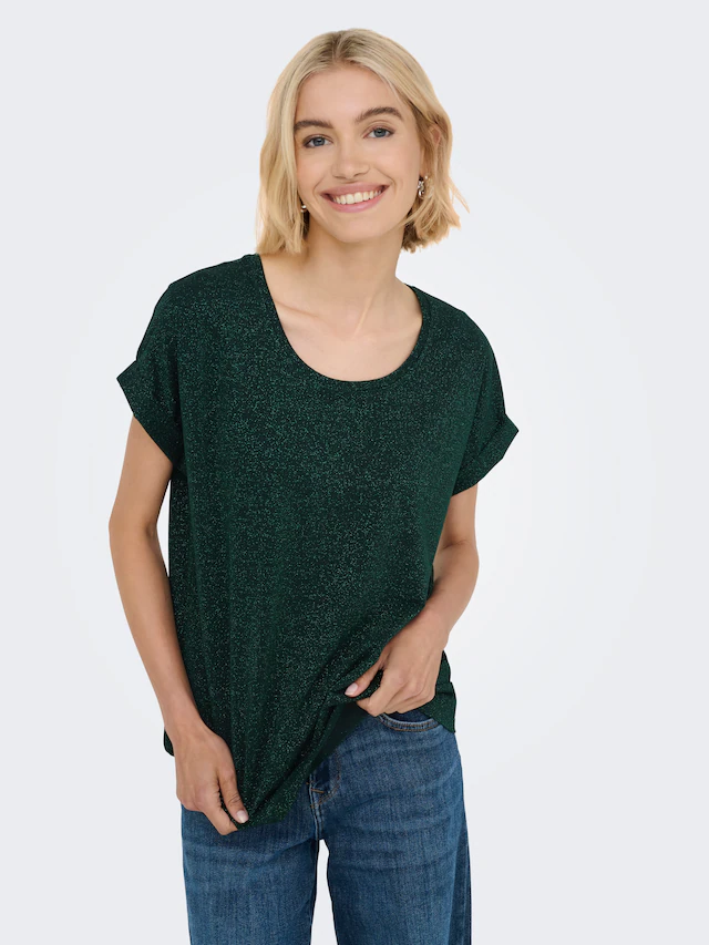 ONLY Kurzarmshirt »ONLMOSTER GLITTER S/S TOP NOOS JRS« mit Glitzerdetail