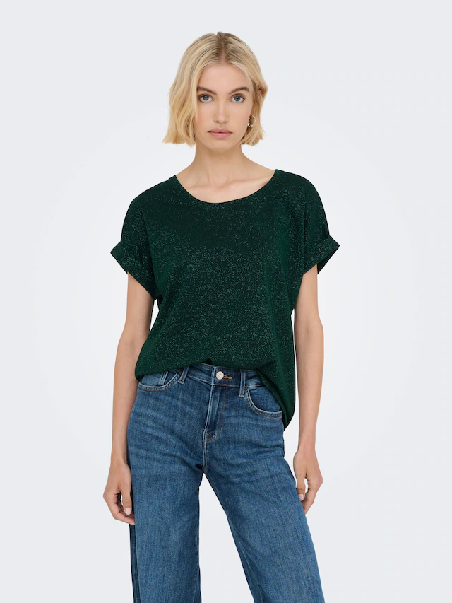 ONLY Kurzarmshirt »ONLMOSTER GLITTER S/S TOP NOOS JRS« mit Glitzerdetail