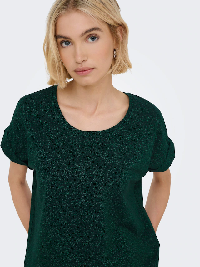ONLY Kurzarmshirt »ONLMOSTER GLITTER S/S TOP NOOS JRS« mit Glitzerdetail