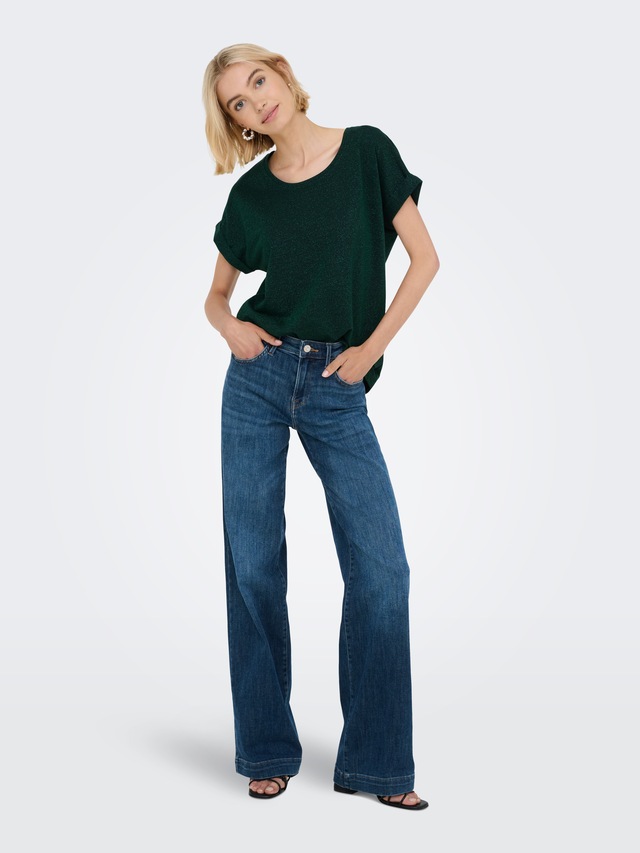 ONLY Kurzarmshirt »ONLMOSTER GLITTER S/S TOP NOOS JRS« mit Glitzerdetail
