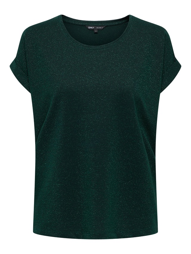 ONLY Kurzarmshirt »ONLMOSTER GLITTER S/S TOP NOOS JRS« mit Glitzerdetail