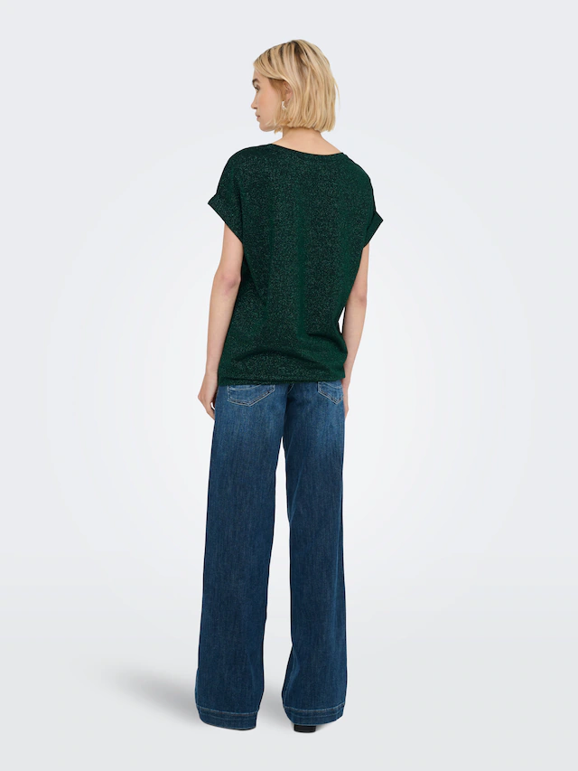 ONLY Kurzarmshirt »ONLMOSTER GLITTER S/S TOP NOOS JRS« mit Glitzerdetail
