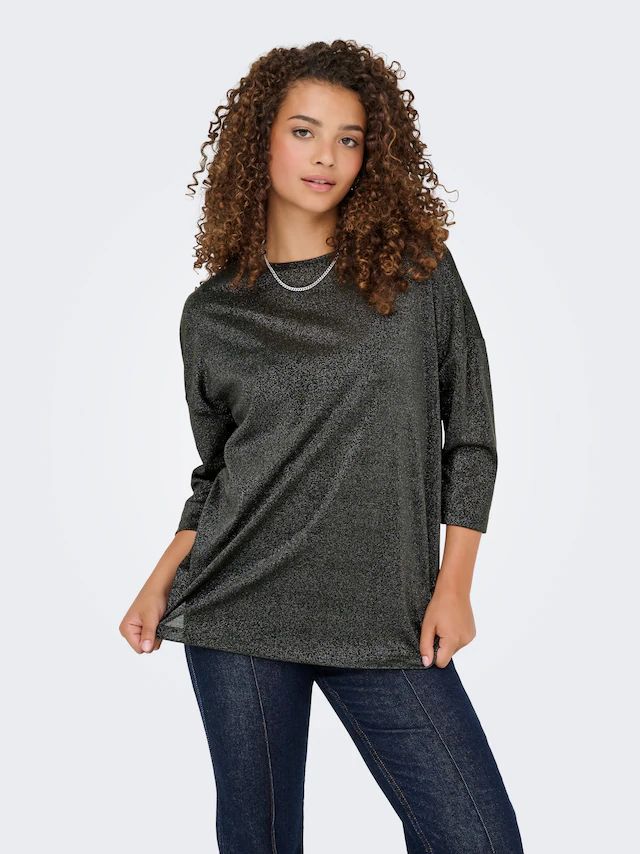 ONLY 3/4-Arm-Shirt »ONLSILVERY GLAMOUR LUREX 3/4 TOP JRS« mit Glitzer-Effekt