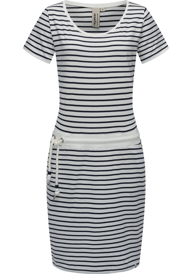 Ragwear Sommerkleid »Baomi« Eingrifftaschen gestreiftes Damen Minikleid mit Taillenkordel und Taschen