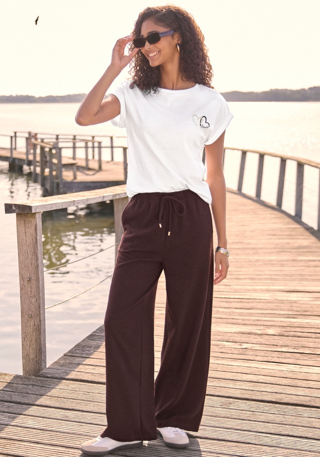 Venice Beach Sweathose »mit weitem, lockeren Bein« aus softer Strukturware, weite Schlupfhose, casual, luftig