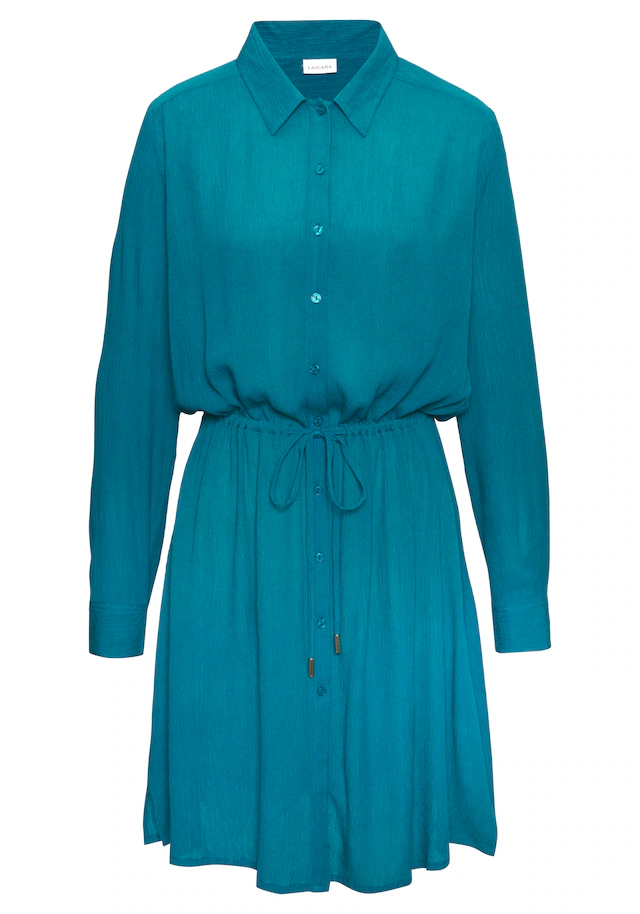 LASCANA Strandkleid »in leichter Crepe-Qualität mit variablem Tunnelzug in der Taille« Ohne Taschen kurzes Hemdblusenkleid, Sommerkleid, Longbluse mit langen Ärmeln