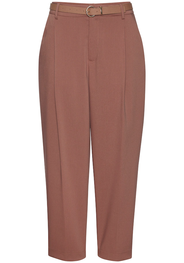 LASCANA Bundfaltenhose »mit schmalem Gürtel in Barrel Form« mit Gürtel, in modischer Barrel-Form, Businesshose, bequem