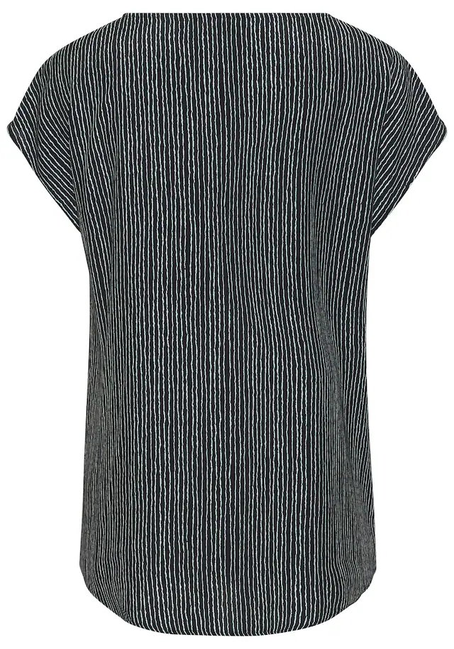 Vivance Kurzarmbluse »mit Zierdetail am Ausschnitt« Druckbluse aus leichter Webware, Streifenbluse, lockeres Blusenshirt