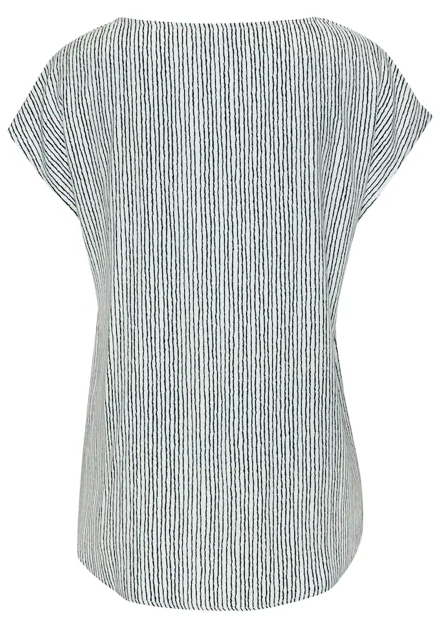 Vivance Kurzarmbluse »mit Zierdetail am Ausschnitt« Druckbluse aus leichter Webware, Streifenbluse, lockeres Blusenshirt