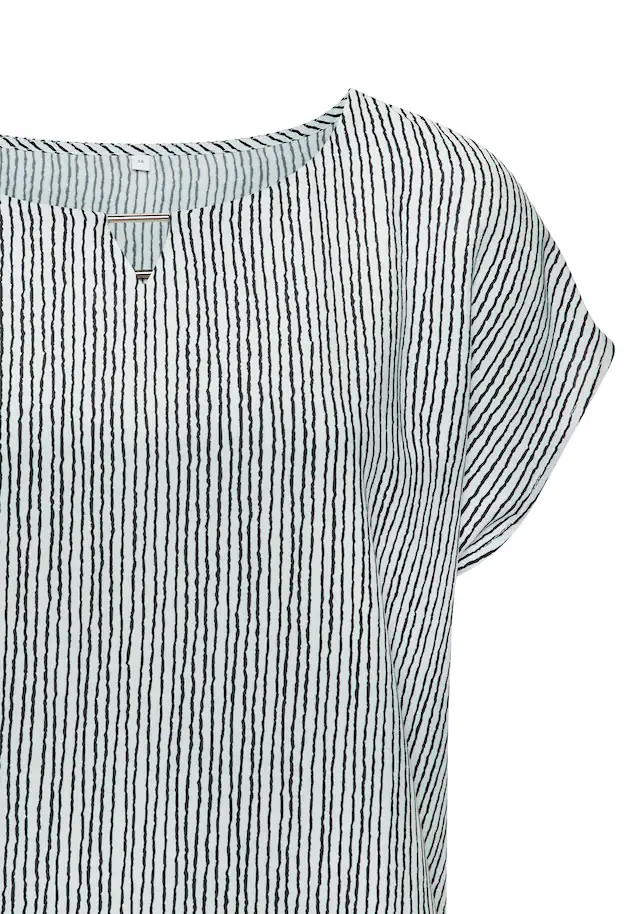 Vivance Kurzarmbluse »mit Zierdetail am Ausschnitt« Druckbluse aus leichter Webware, Streifenbluse, lockeres Blusenshirt