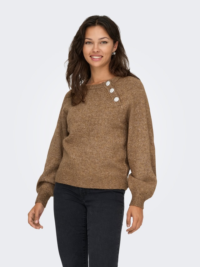 ONLY Strickpullover »ONLLAUREN LIFE LS O-NECK BUTTON KNT«