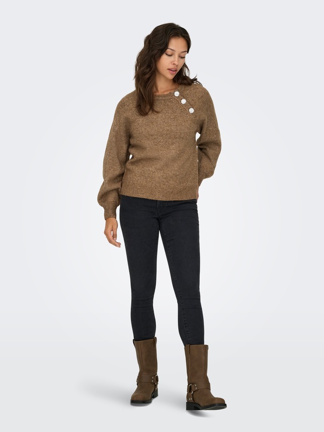 ONLY Strickpullover »ONLLAUREN LIFE LS O-NECK BUTTON KNT«