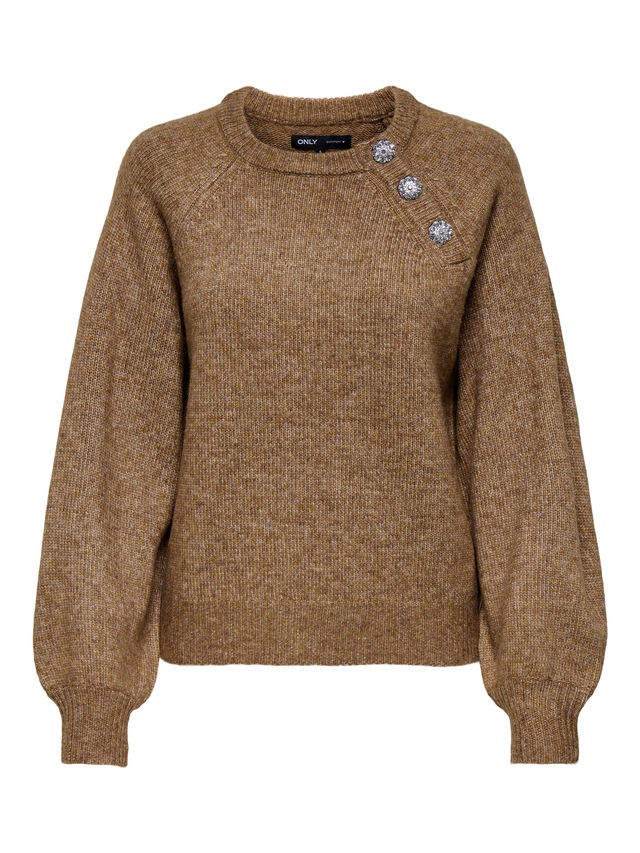 ONLY Strickpullover »ONLLAUREN LIFE LS O-NECK BUTTON KNT«