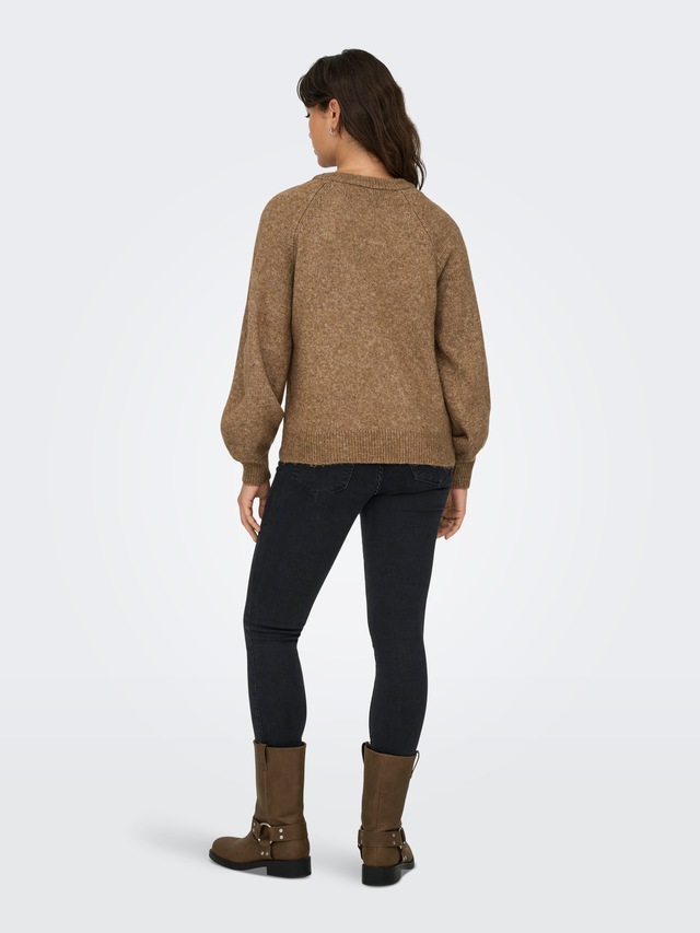 ONLY Strickpullover »ONLLAUREN LIFE LS O-NECK BUTTON KNT«