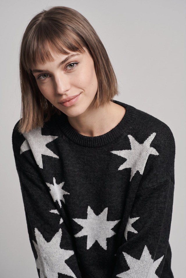 ONLY Rundhalspullover »ONLROSIE LS O-NECK GLITTER KNT«