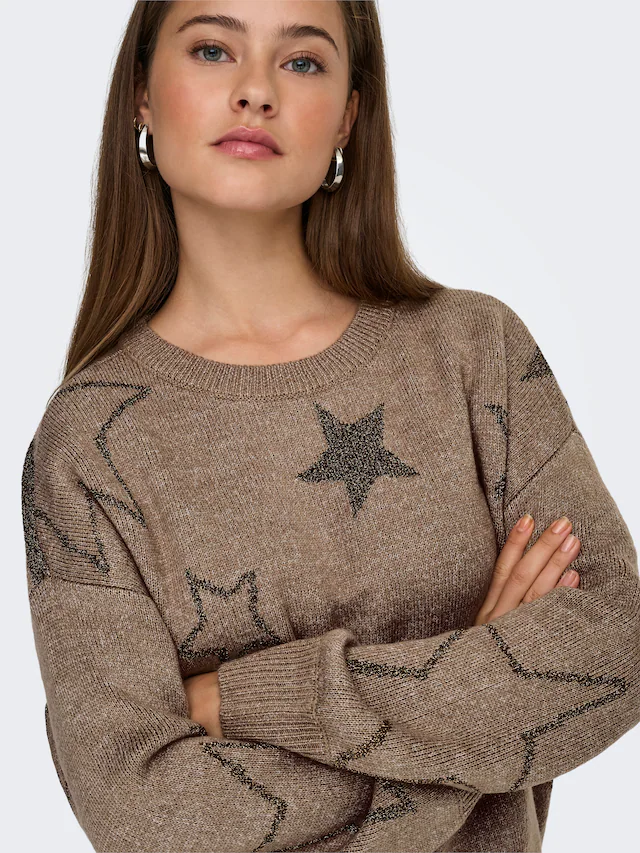ONLY Rundhalspullover »ONLROSIE LS O-NECK GLITTER KNT«