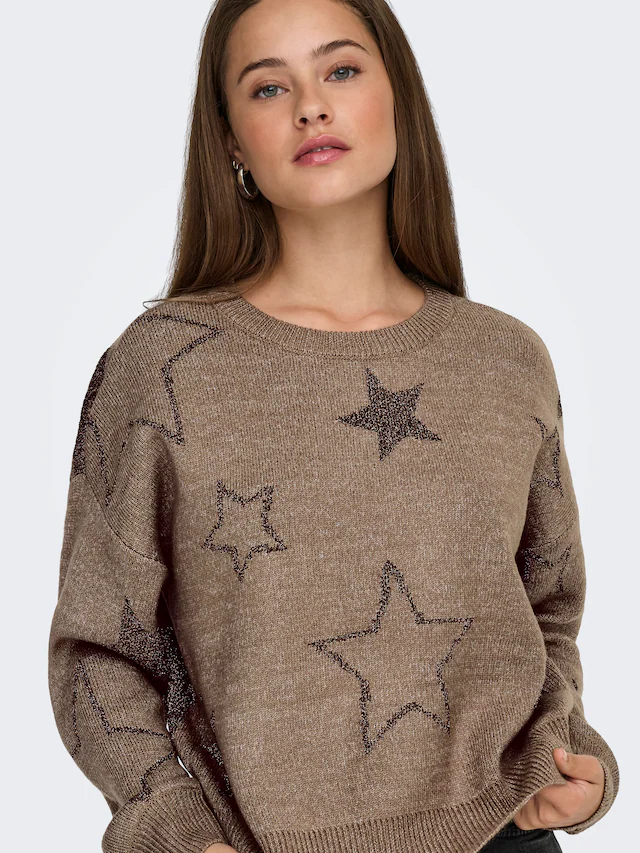 ONLY Rundhalspullover »ONLROSIE LS O-NECK GLITTER KNT«