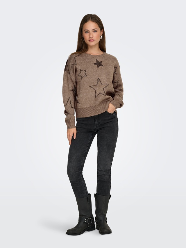 ONLY Rundhalspullover »ONLROSIE LS O-NECK GLITTER KNT«