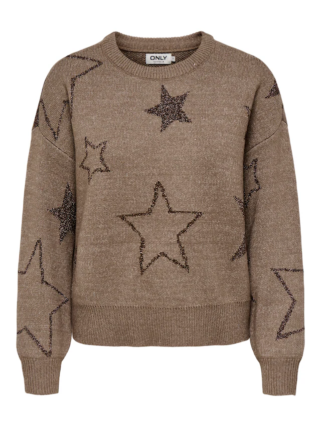 ONLY Rundhalspullover »ONLROSIE LS O-NECK GLITTER KNT«