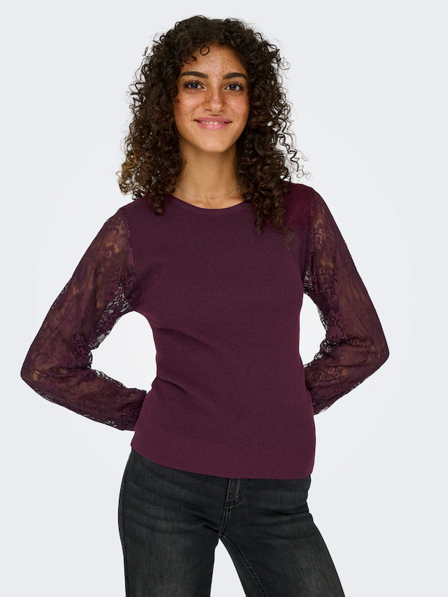 ONLY Rundhalspullover »ONLPERRY LIFE LS MIX O-NECK KNT«