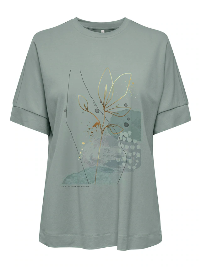 ONLY Kurzarmshirt »ONLJANY S/S O-NECK PRINT TOP BOX JRS« Viskosemischung, regular fit, Rundhals