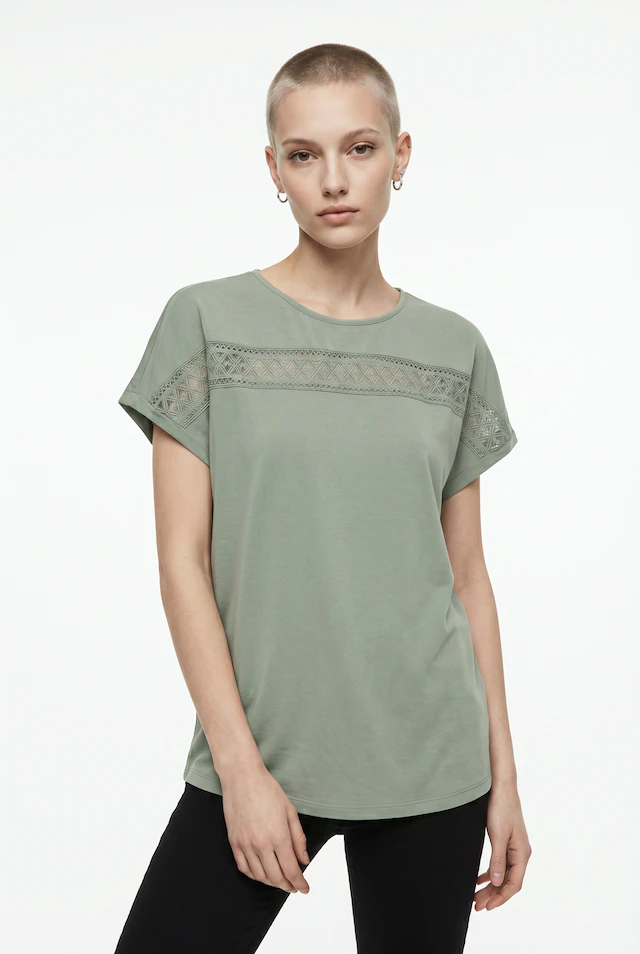 ONLY Kurzarmshirt »ONLFREE LIFE S/S LACE PANEL TOP JRS«