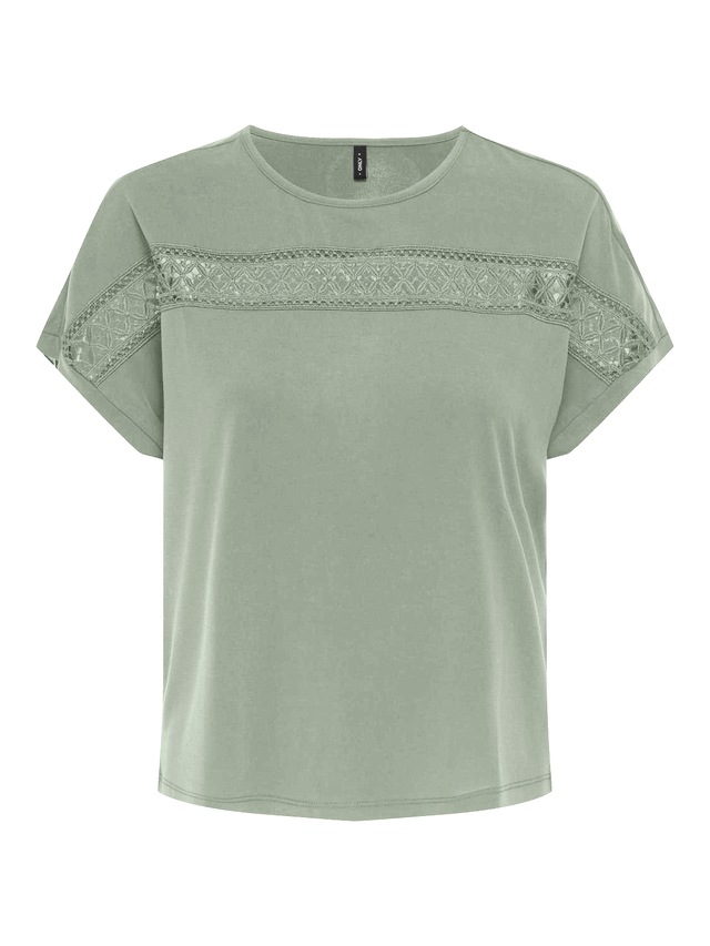 ONLY Kurzarmshirt »ONLFREE LIFE S/S LACE PANEL TOP JRS«