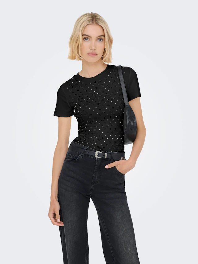 ONLY Kurzarmshirt »ONLARNHEM S/S RHINESTONE TOP JRS«