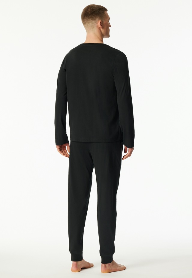 Schiesser Schlafanzug »Modern Nightwear« 2 tlg. seitliche Taschen, Brusttasche, Langarm, Baumwolle, Single Jersey