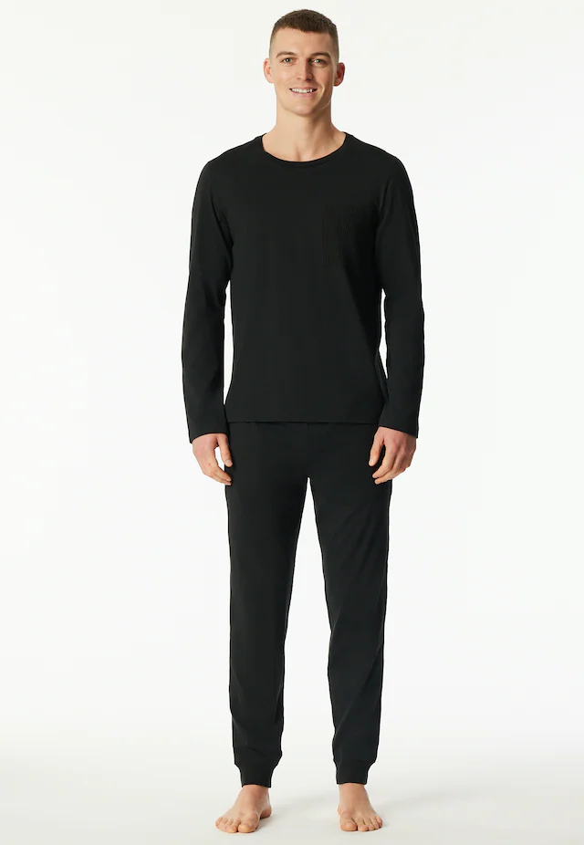 Schiesser Schlafanzug »Modern Nightwear« 2 tlg. seitliche Taschen, Brusttasche, Langarm, Baumwolle, Single Jersey