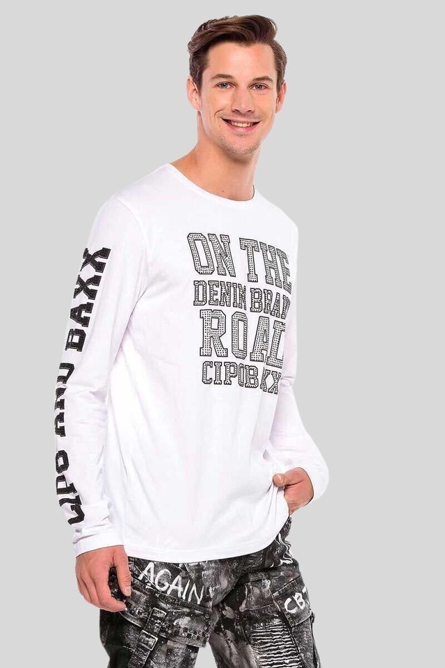 Cipo & Baxx T-Shirt »Langarmshirt« mit coolen Ziersteinen
