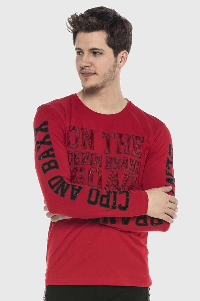 Cipo & Baxx T-Shirt »Langarmshirt« mit coolen Ziersteinen