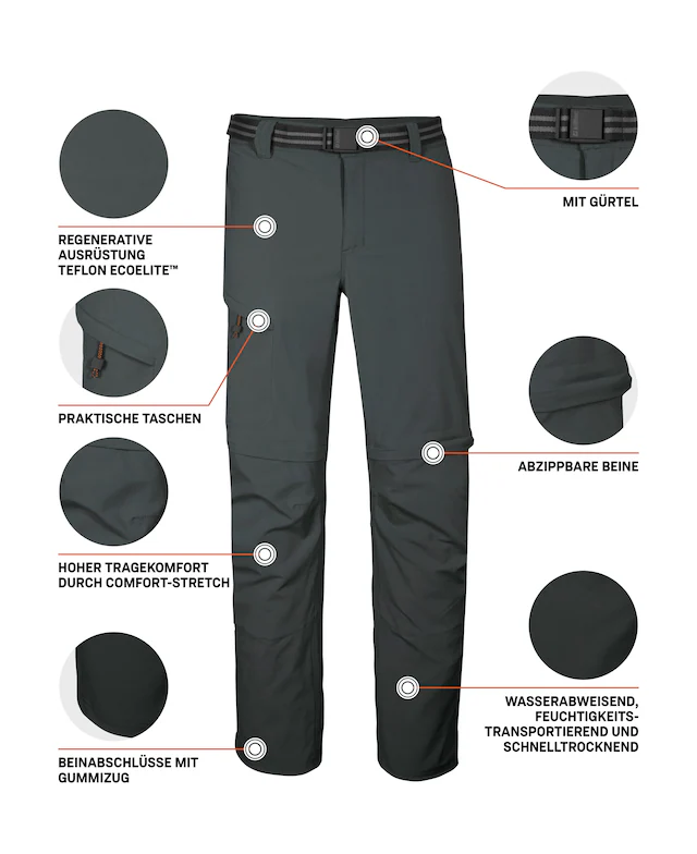 Killtec Zip-off-Hose »KOS 13 MN PNTS« wasserabweisend, schnelltrocknend, abzippbare Beine, inkl. Gürtel