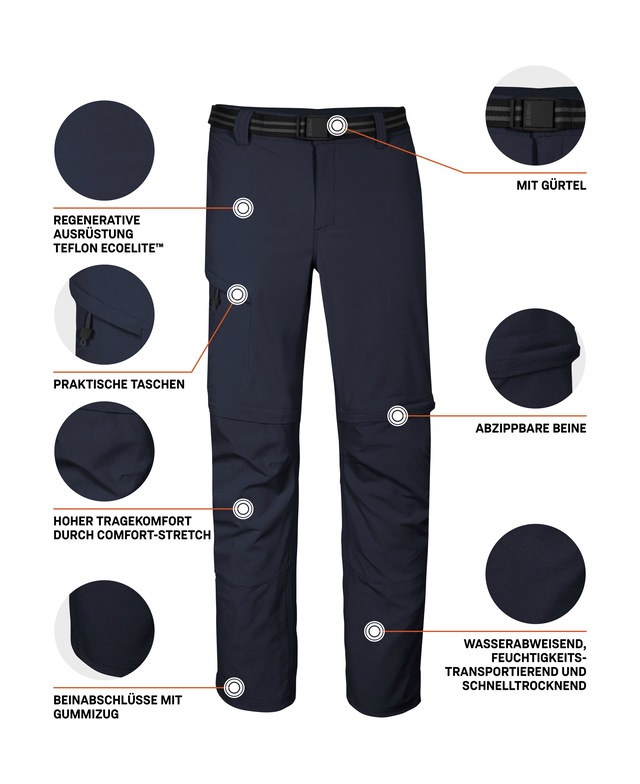 Killtec Zip-off-Hose »KOS 13 MN PNTS« wasserabweisend, schnelltrocknend, abzippbare Beine, inkl. Gürtel