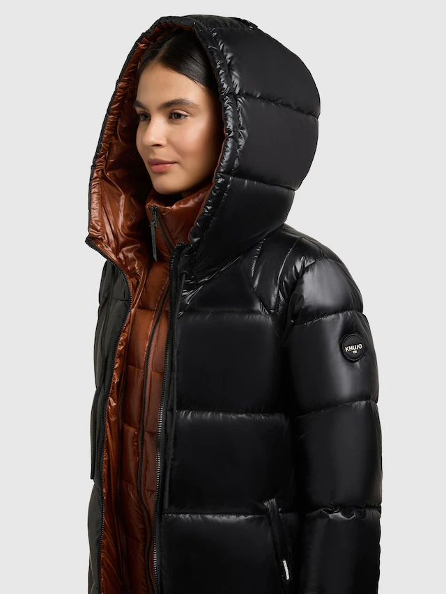 khujo Steppmantel »NASHI« aus Nylon und Polyester, knielanger Schnitt, mit 2-Wege-Reißverschluss