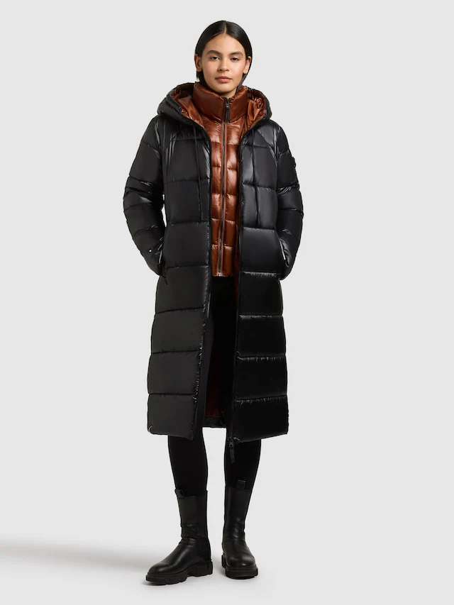khujo Steppmantel »NASHI« aus Nylon und Polyester, knielanger Schnitt, mit 2-Wege-Reißverschluss