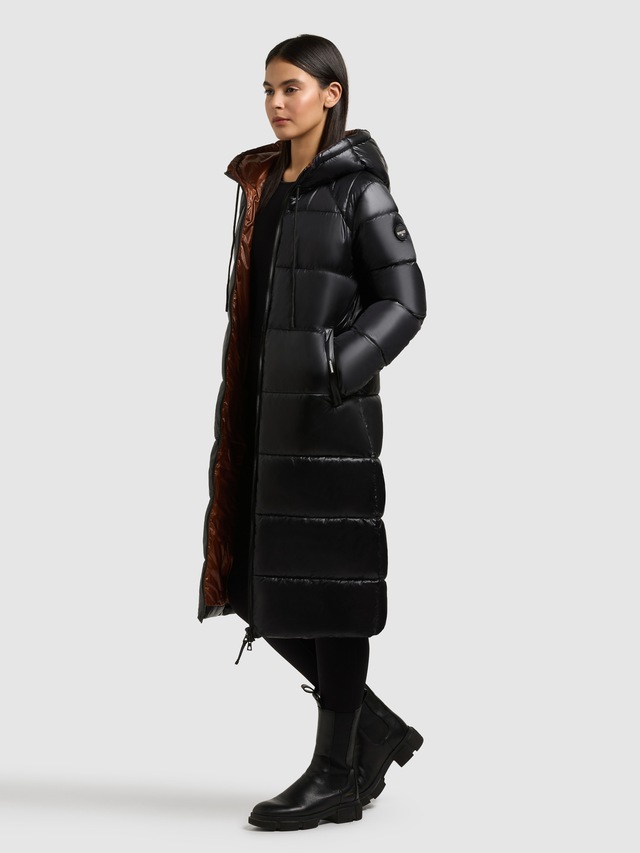 khujo Steppmantel »NASHI« aus Nylon und Polyester, knielanger Schnitt, mit 2-Wege-Reißverschluss