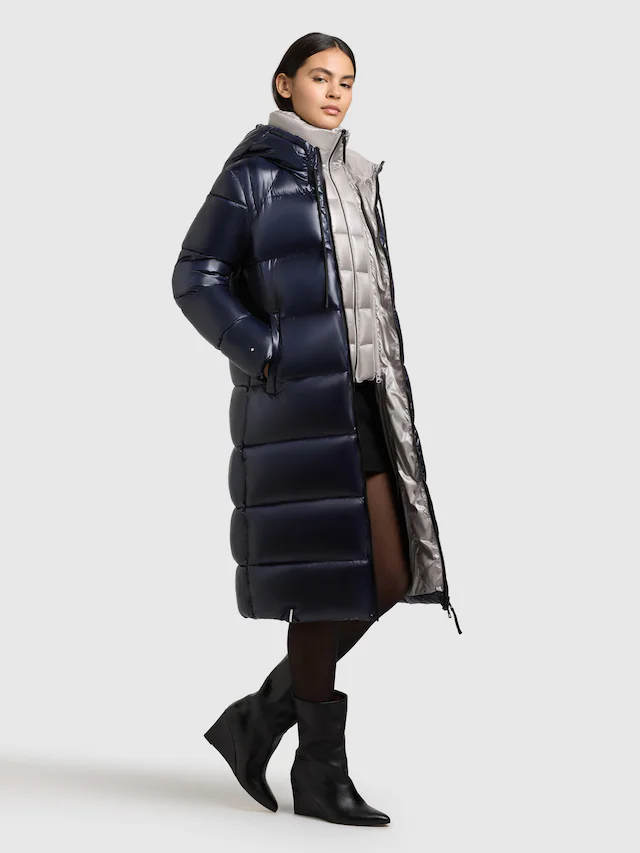 khujo Steppmantel »NASHI« aus Nylon und Polyester, knielanger Schnitt, mit 2-Wege-Reißverschluss