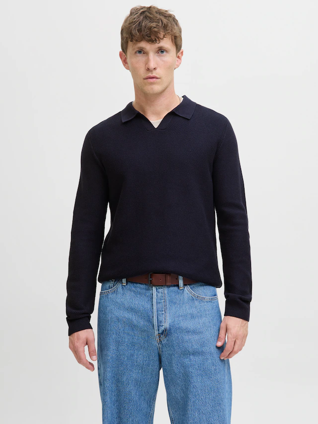Jack & Jones Polokragenpullover »JPRBLAEASTON KNIT SPLIT NECK LS SN«